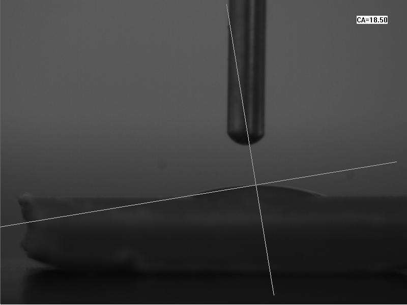 等離子處理后水滴角：18.50度