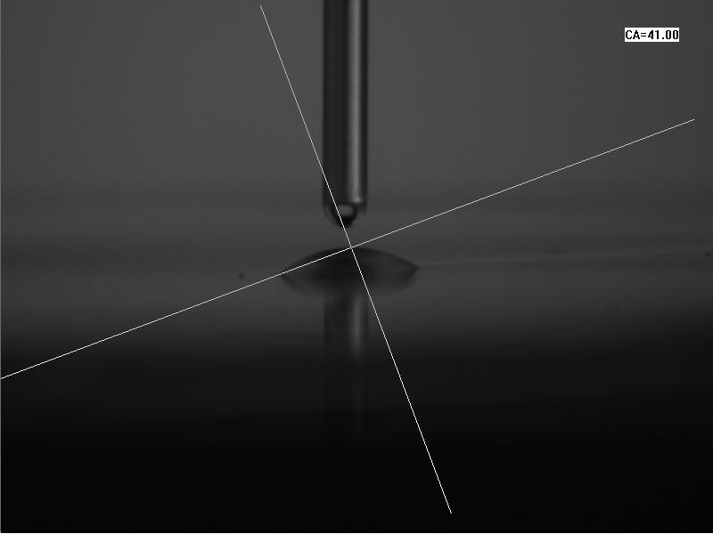 等離子處理前水滴角：41度  