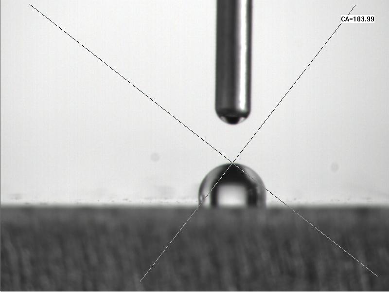 等離子處理前水滴角：103.99度 